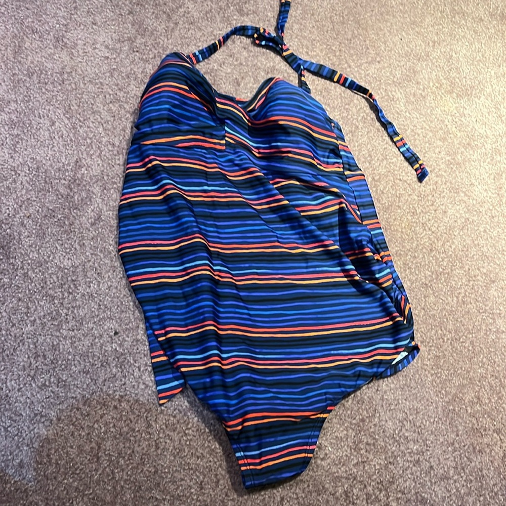 Blue striped swimsuit